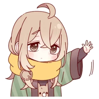 👋 อนิเมะ, ผู้หญิง, โบกมือ, น่ารัก, จิบิ, การ์ตูน telegram sticker