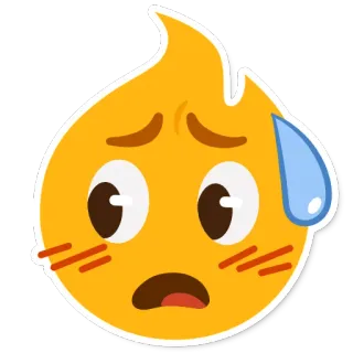 😓 emoji, fire, nervous, sweat, anxious, worried, fear, flame whatsapp sticker
