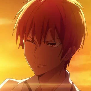🐱 anime, character, male, sunset, wink telegram sticker