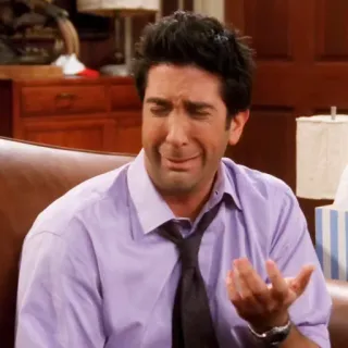 😭 Ross Geller Friends triste, pleurer, série télé, sitcom, comédie, émotion, drame telegram sticker