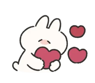 🍰 thỏ, trái tim, dễ thương, tình yêu, hoạt hình, động vật telegram sticker