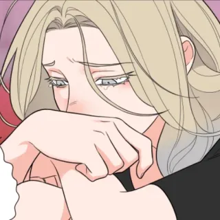 😔 chorando, triste, mulher, loira, lágrimas, emocional telegram sticker