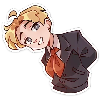 🙃 мультфильм, блондин, костюм, мужчина, анимация telegram sticker