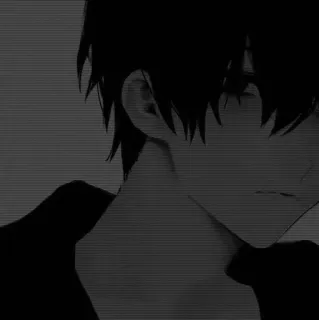 🎧 Anime, Ragazzo, Triste, Oscuro, Ritratto telegram sticker
