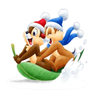 🙃 Chip and Dale мультфильм, бурундуки, зима, санки, рождество, праздники, Disney telegram sticker