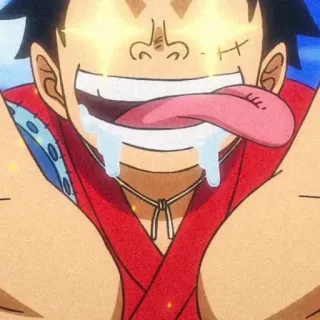 🥟 Monkey D. Luffy One Piece 动漫, 海贼王, 路飞, 蒙奇·D·路飞, 舌头, 傻 telegram sticker