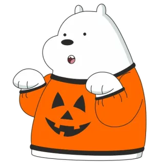 🎃 Ice Bear We Bare Bears dibujos animados, Halloween, oso, oso polar, naranja, calabaza telegram sticker