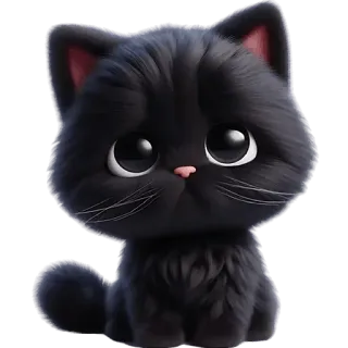 😞 кот, котенок, милый, черный, пушистый, мультфильм, животное, питомец telegram sticker