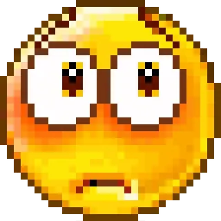 😳 絵文字, 怒り, 不機嫌, 黄色, ドット絵, リアクション telegram sticker