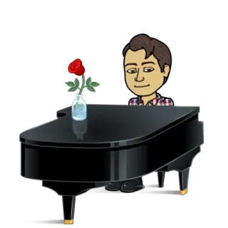 🎹 piano, rosa, Bitmoji, música, flor telegram sticker