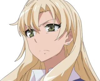 😠 Anime, Mulher, loira, séria, retrato telegram sticker