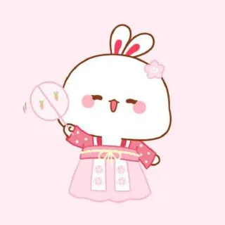 🍼 lindo, conejo, conejo, kawaii, rosa, dibujos animados telegram sticker
