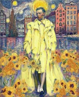 👂 Vincent van Gogh Van Gogh, Künstler, Sonnenblumen, Gemälde, Sternennacht telegram sticker