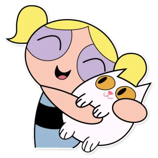 😍 Bubbles Powerpuff Girls Cartone animato, Gatto, Ragazza, Carino, Animato telegram sticker