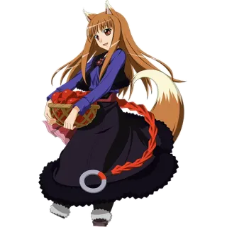 🍎 Holo Spice and Wolf Холо, Spice and Wolf, аниме, волчица, яблоки, фэнтези, персонаж telegram sticker