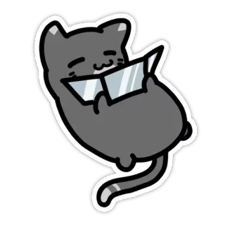 🏝 gato, lendo, livro, óculos, animal, fofo, adesivo telegram sticker