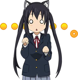 😶 Azusa Nakano K-On! anime, cat ears, kawaii, cute, school uniform telegram sticker