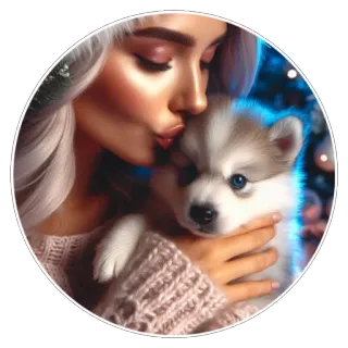 🐶 phụ nữ, chó con, chó, động vật, husky, dễ thương, thú cưng whatsapp sticker
