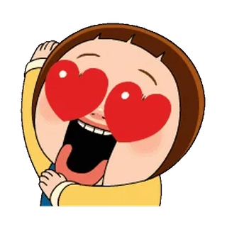 😍 dibujo animado, amor, corazones, lindo, ojos, emoji, feliz, lengua telegram sticker
