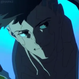 😏 Anime, Cyberpunk, Futurystyczny, Mężczyzna, Poważny telegram sticker
