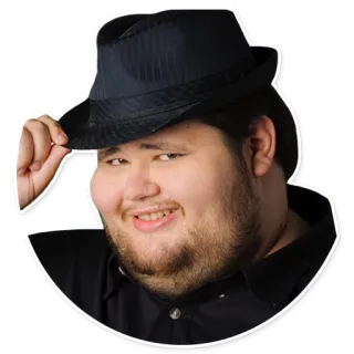 🎩 fedora, topi, pria, topi, senyum whatsapp sticker