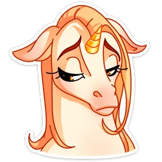 😟 unicorn, sedih, kuda, imut, kartun, ajaib whatsapp sticker