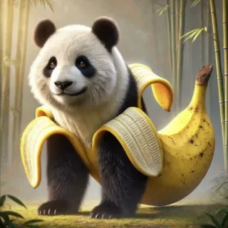 🤩 Panda, Banana, Animale, Carino, Divertente, Frutta telegram sticker