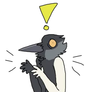 ‼️ Cartone animato, Uccello, Punto esclamativo, Sorpresa, Allerta telegram sticker