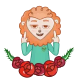 🖕 Cartone animato, Personaggio, Dito medio, Offensivo, Gesto, Rose telegram sticker