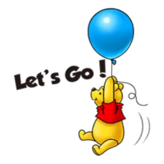 🎈 Winnie the Pooh Let's Go! Ursinho Pooh, desenho animado, balão, gesto ofensivo, humor telegram sticker