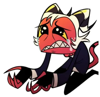 😢 Moxxie Helluva Boss Мультфильм, Демон, Грустный, Плачущий, Helluva Boss, Мокси telegram sticker