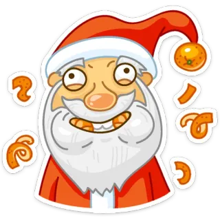 😜 père noël, noël, fêtes, mandarine, orange, nouvel an whatsapp sticker