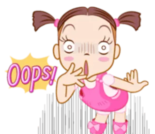 😯 Oops! Dibujo animado, Chica, Uy, Sorprendida, Linda, Expresión telegram sticker