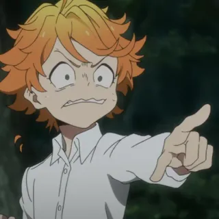 🤯 Emma The Promised Neverland Anime, Manga, Postać, Wskazywanie, Zły, The Promised Neverland, Emma telegram sticker
