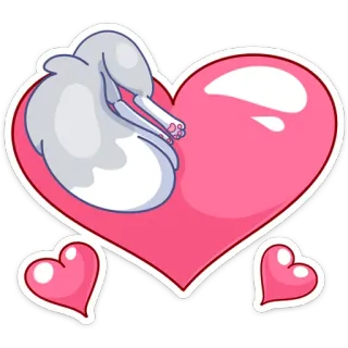 ❤️ corazón, amor, conejo, animal, lindo, pegatina, dibujo animado telegram sticker