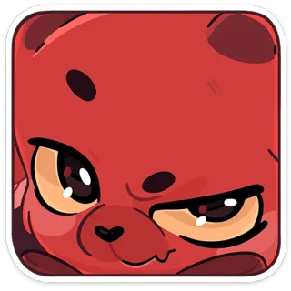 😈 kwadratowy, zły, czerwony, kreskówka, zwierzę, twarz whatsapp sticker