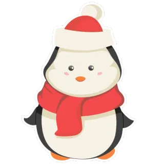 🐧 企鹅, 冬天, 卡通, 动物, 围巾, 帽子, 可爱 telegram sticker