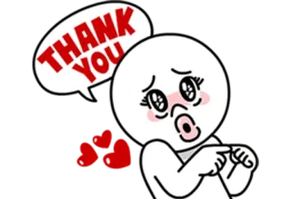 😘 THANK YOU спасибо, мультфильм, сердечки, выражение, милый whatsapp sticker