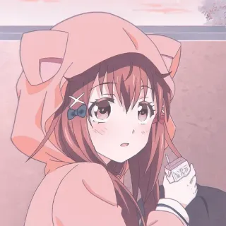 🍒 anime, girl, cute, kawaii, cartoon, hoodie telegram sticker