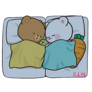 🥱 orso, carino, dormire, cartone animato, letto, kawaii telegram sticker