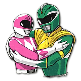 💑 Power Rangers power rangers, pink ranger, green ranger, cartoon, friendship, tv show telegram sticker