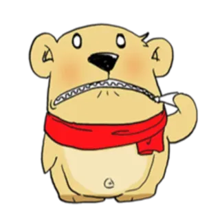 😬 Bär, Cartoon, Schal, Zahnpasta, Reißverschlussmund, Tier telegram sticker