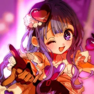 💗 Cô gái anime, Phim hoạt hình, Dễ thương, Kawaii, Lấp lánh, Trái tim, Tóc tím telegram sticker