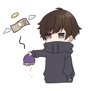💲 money, wallet, cartoon, wings, halo, anime, wealth telegram sticker