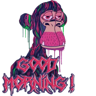 🌞 GOOD MORNING! mono, Bored Ape, buenos días, saludo, dibujo animado whatsapp sticker