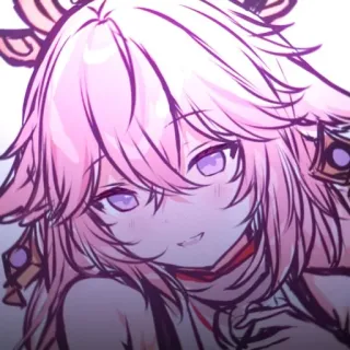 🔮 Yae Miko Genshin Impact 애니메이션, 분홍 머리, 여우, 비디오 게임, 캐릭터 whatsapp sticker