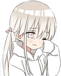 😥 anime, menangis, sedih, perempuan, air mata, emosional telegram sticker