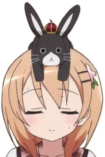 😓 Аниме, Девушка, Кролик, Корона, Милый, Стикер telegram sticker