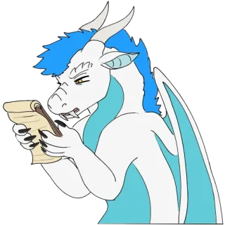 🤨 dragão, fantasia, criatura, antropomórfico, chifres, caderno telegram sticker