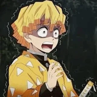 ⚡ Zenitsu Agatsuma Demon Slayer 애니메이션, 귀멸의 칼날, 젠이츠, 무서워하는, 캐릭터, 번개 telegram sticker